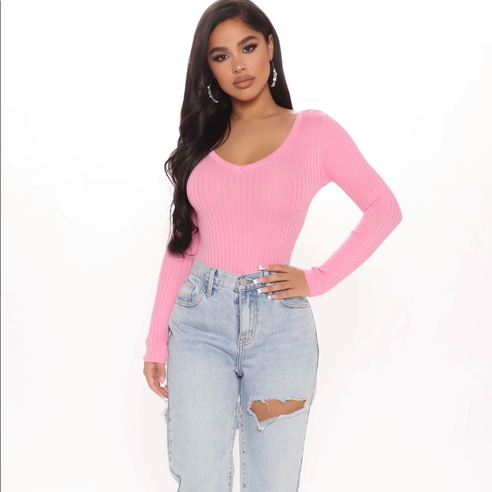 Pink ribbed bodysuit NWT